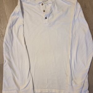 White Long Sleeve Henley Shirt